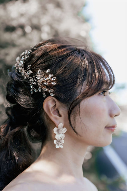 ヘアコーム　小枝ヘッドドレス　ラインストーン　ゴールド (BC-H27)｜ブライダルアクセサリー【結婚式　アクセサリー　ヘッドドレス　ヘアアクセサリー】
