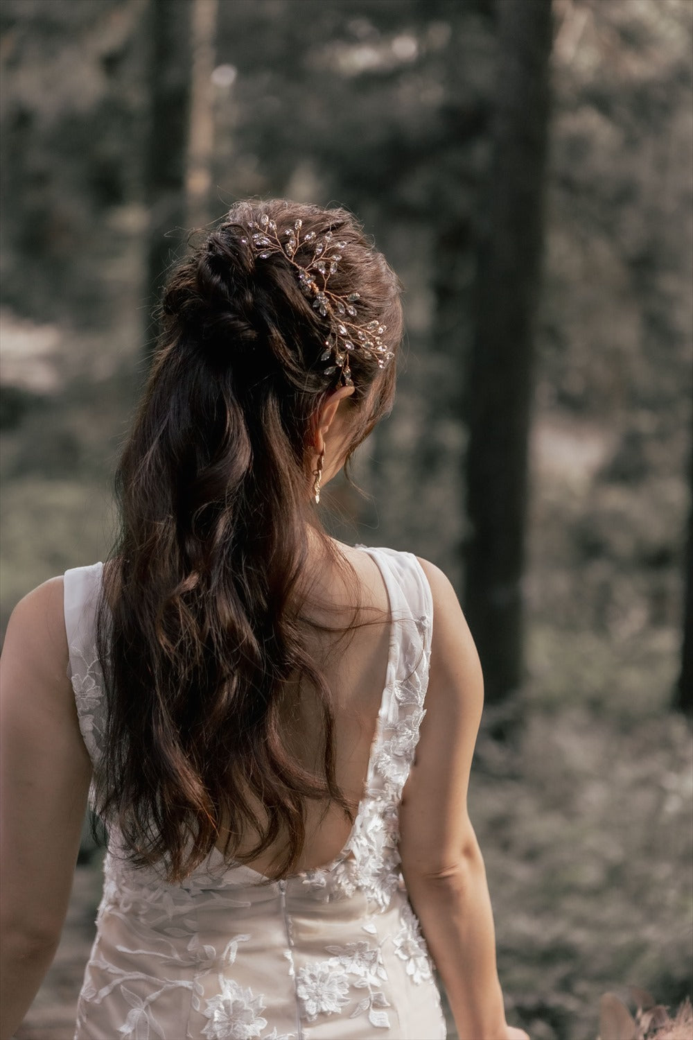 ヘアコーム　小枝ヘッドドレス　ラインストーン　ゴールド (BC-H27)｜ブライダルアクセサリー【結婚式　アクセサリー　ヘッドドレス　ヘアアクセサリー】