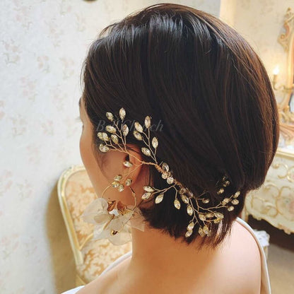 ヘアコーム　小枝ヘッドドレス　ラインストーン　ゴールド (BC-H27)｜ブライダルアクセサリー【結婚式　アクセサリー　ヘッドドレス　ヘアアクセサリー】