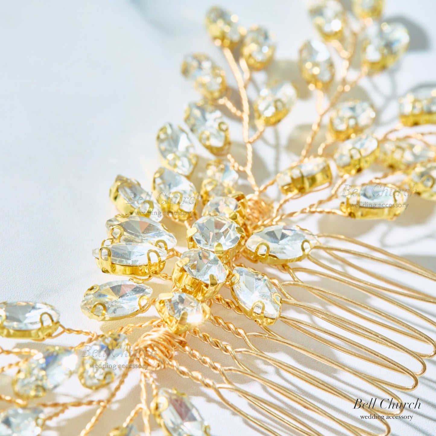 ヘアコーム　小枝ヘッドドレス　ラインストーン　ゴールド (BC-H27)｜ブライダルアクセサリー【結婚式　アクセサリー　ヘッドドレス　ヘアアクセサリー】