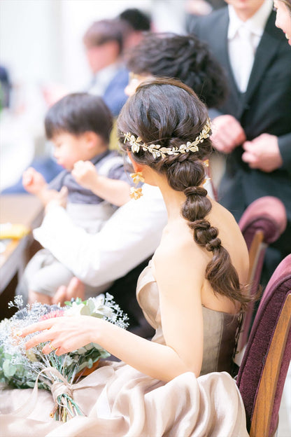 小枝アクセサリー リーフモチーフ ゴールド (BC-H28)｜ウェディングアクセサリー【結婚式　アクセサリー　ヘッドドレス　ヘアアクセサリー】