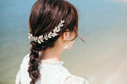 小枝アクセサリー リーフモチーフ ゴールド (BC-H28)｜ウェディングアクセサリー【結婚式　アクセサリー　ヘッドドレス　ヘアアクセサリー】