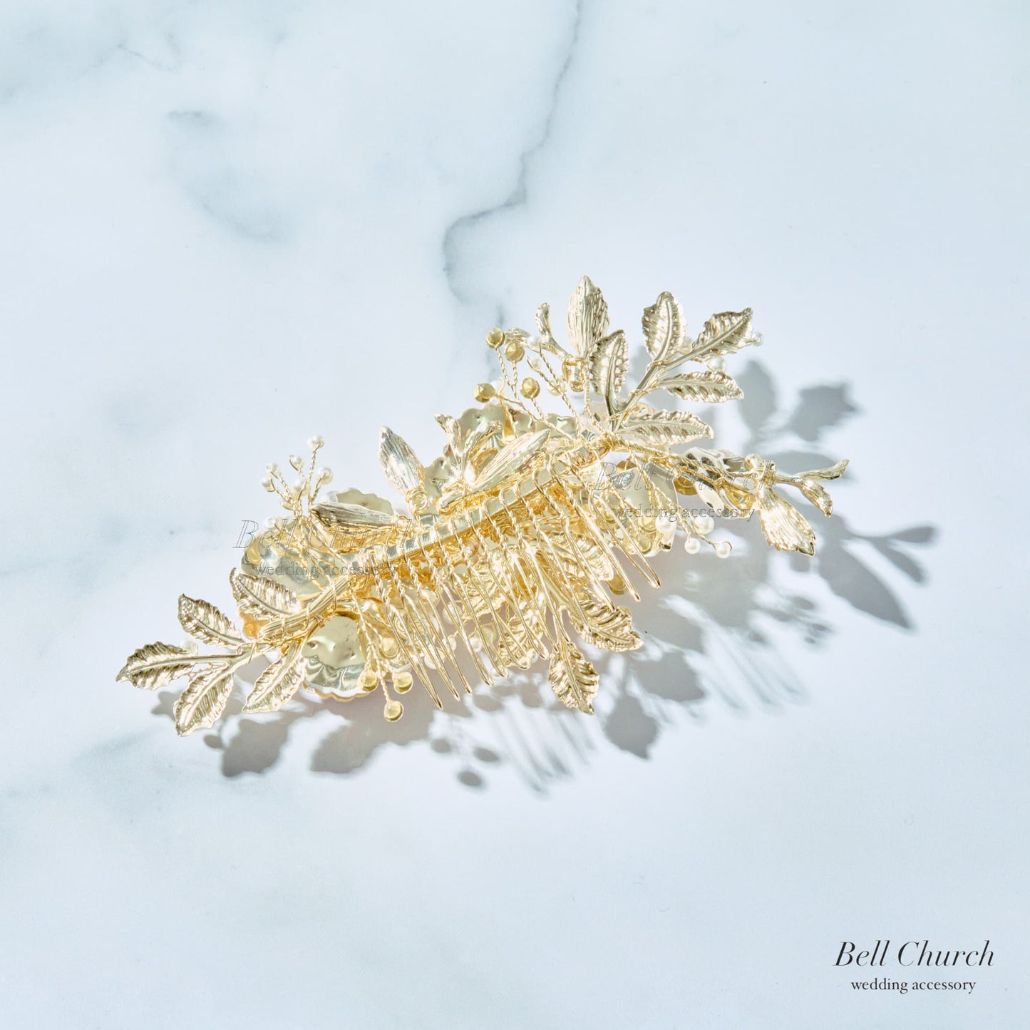 ヘッドドレス パールとラインストーン お花モチーフ シルバー (BC-H29)｜ウェディングアクセサリー