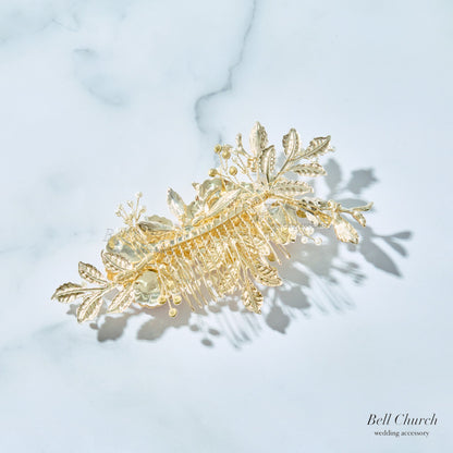 ヘッドドレス パールとラインストーン お花モチーフ シルバー (BC-H29)｜ウェディングアクセサリー