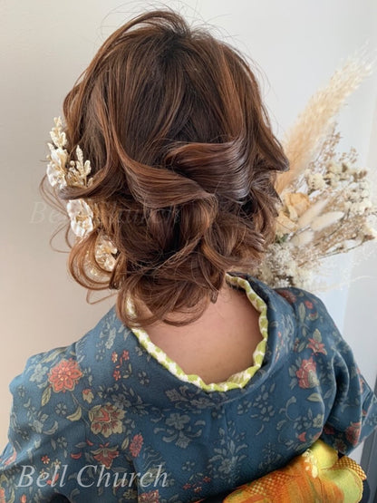 ヘッドドレス パールとラインストーン お花モチーフ シルバー (BC-H29)｜ウェディングアクセサリー