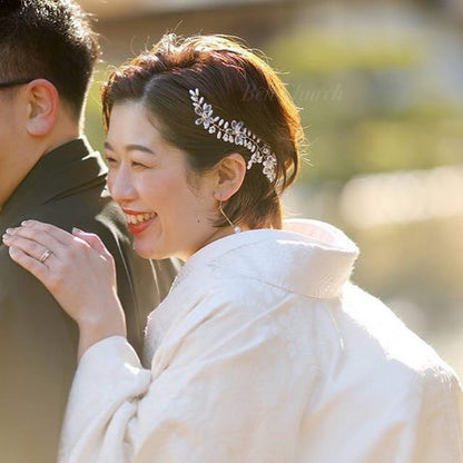 小枝アクセサリー ビーズとクリスタル (BC-H30)｜ウェディングアクセサリー【結婚式　アクセサリー　ヘッドドレス　ヘアアクセサリー】