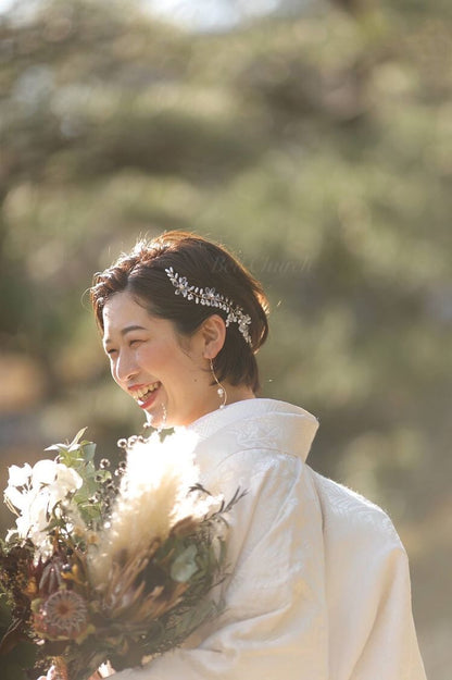 小枝アクセサリー ビーズとクリスタル (BC-H30)｜ウェディングアクセサリー【結婚式　アクセサリー　ヘッドドレス　ヘアアクセサリー】