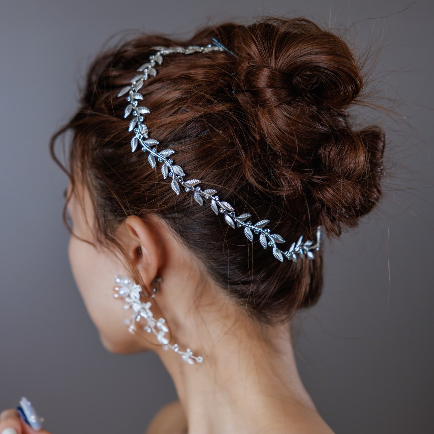 小枝アクセサリー ラインストーン リーフチャーム (BC-H31)｜ウェディングアクセサリー【結婚式　アクセサリー　ヘッドドレス　ヘアアクセサリー】