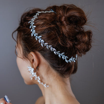 小枝アクセサリー ラインストーン リーフチャーム (BC-H31)｜ウェディングアクセサリー【結婚式　アクセサリー　ヘッドドレス　ヘアアクセサリー】
