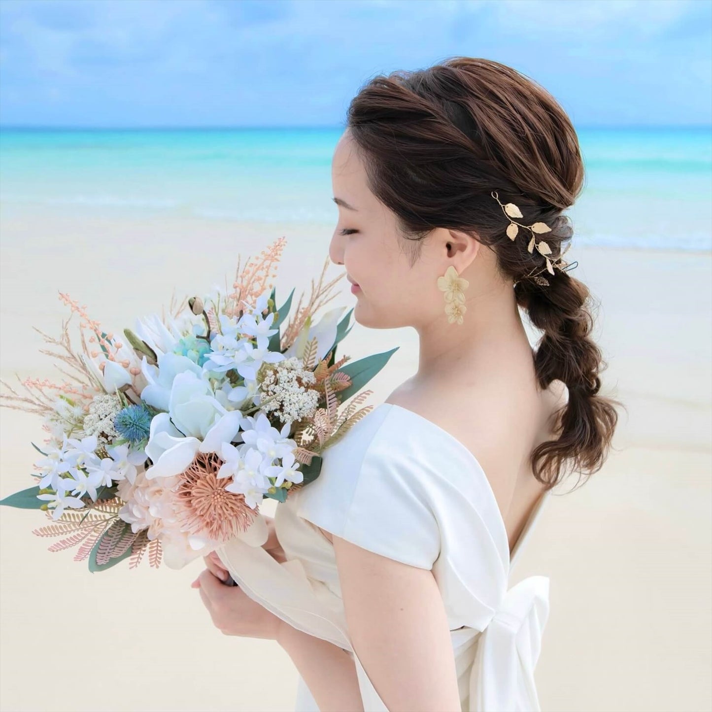 小枝アクセサリー リーフチャーム ゴールド (BC-H32)｜ウェディングアクセサリー【結婚式　アクセサリー　ヘッドドレス　ヘアアクセサリー】