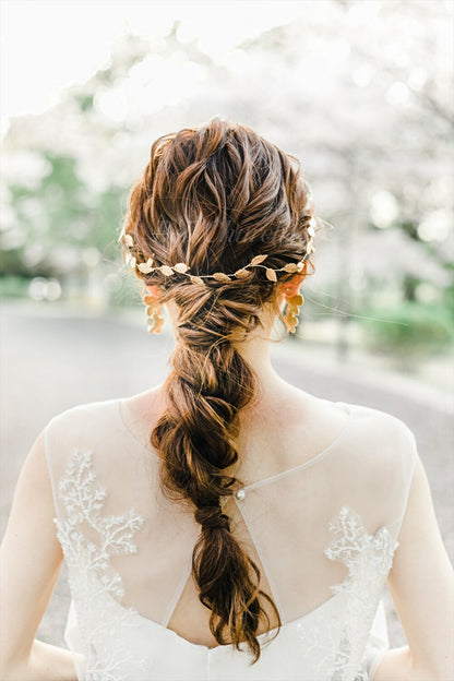 小枝アクセサリー リーフチャーム ゴールド (BC-H32)｜ウェディングアクセサリー【結婚式　アクセサリー　ヘッドドレス　ヘアアクセサリー】