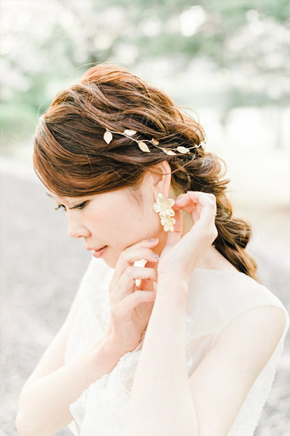 小枝アクセサリー リーフチャーム ゴールド (BC-H32)｜ウェディングアクセサリー【結婚式　アクセサリー　ヘッドドレス　ヘアアクセサリー】