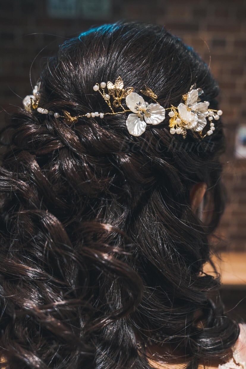 カチューム お花モチーフ コーム (BC-H33)｜ウェディングカチューシャ【結婚式　アクセサリー　ヘッドドレス　ヘアアクセサリー】
