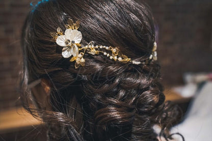 カチューム お花モチーフ コーム (BC-H33)｜ウェディングカチューシャ【結婚式　アクセサリー　ヘッドドレス　ヘアアクセサリー】