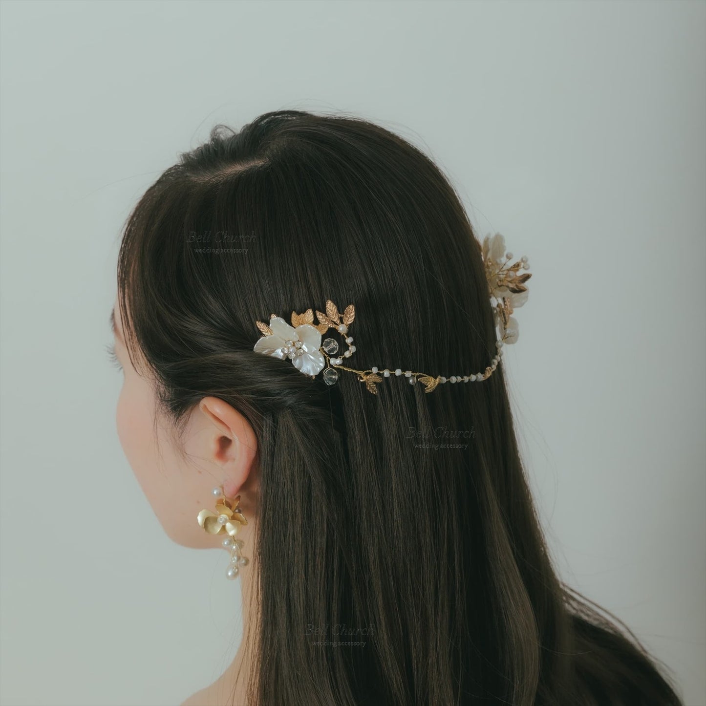 カチューム お花モチーフ コーム (BC-H33)｜ウェディングカチューシャ【結婚式　アクセサリー　ヘッドドレス　ヘアアクセサリー】