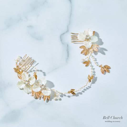 カチューム お花モチーフ コーム (BC-H33)｜ウェディングカチューシャ【結婚式　アクセサリー　ヘッドドレス　ヘアアクセサリー】