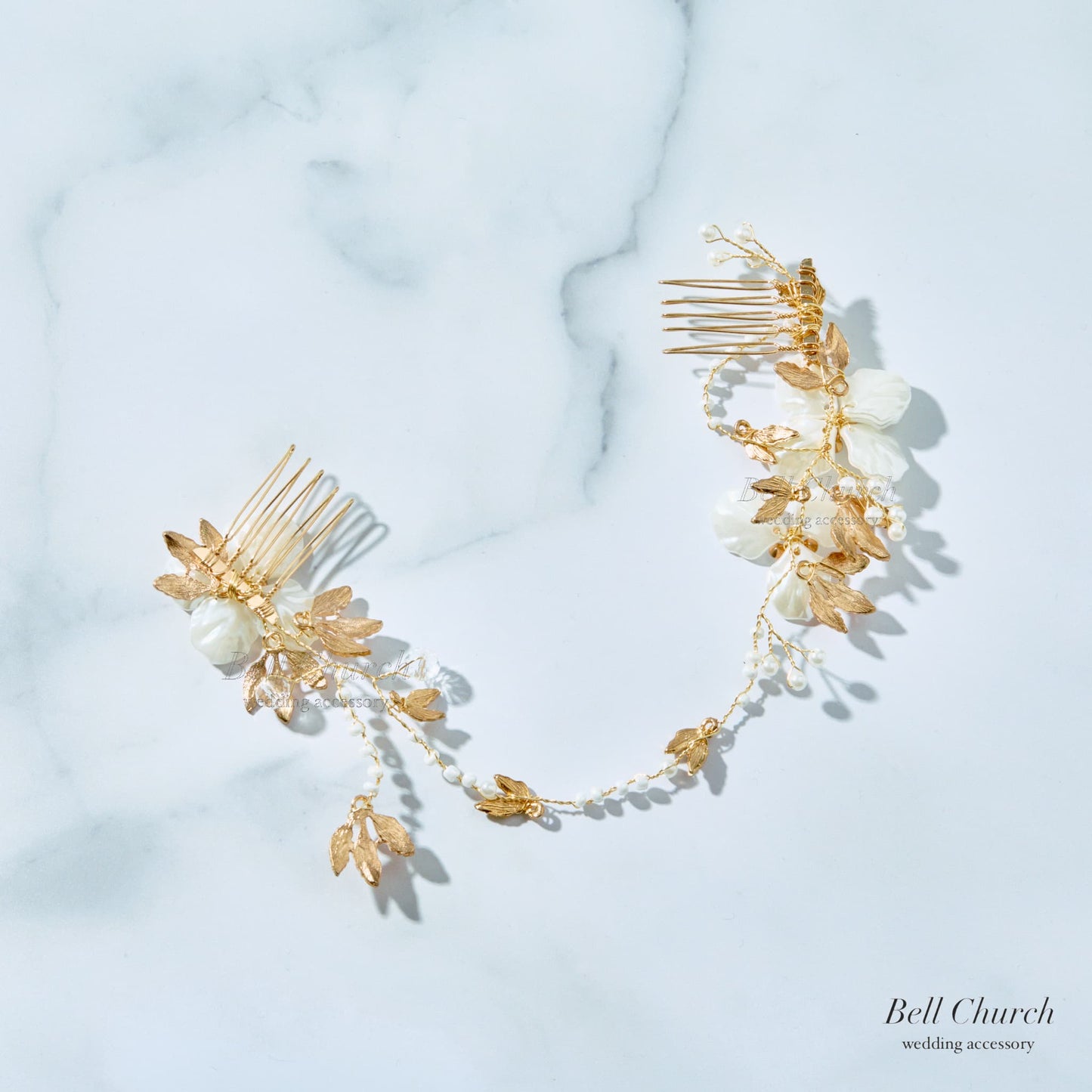 カチューム お花モチーフ コーム (BC-H33)｜ウェディングカチューシャ【結婚式　アクセサリー　ヘッドドレス　ヘアアクセサリー】