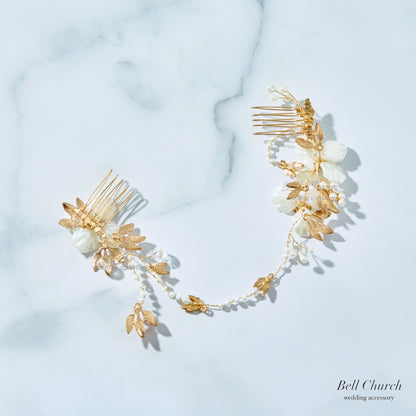 カチューム お花モチーフ コーム (BC-H33)｜ウェディングカチューシャ【結婚式　アクセサリー　ヘッドドレス　ヘアアクセサリー】