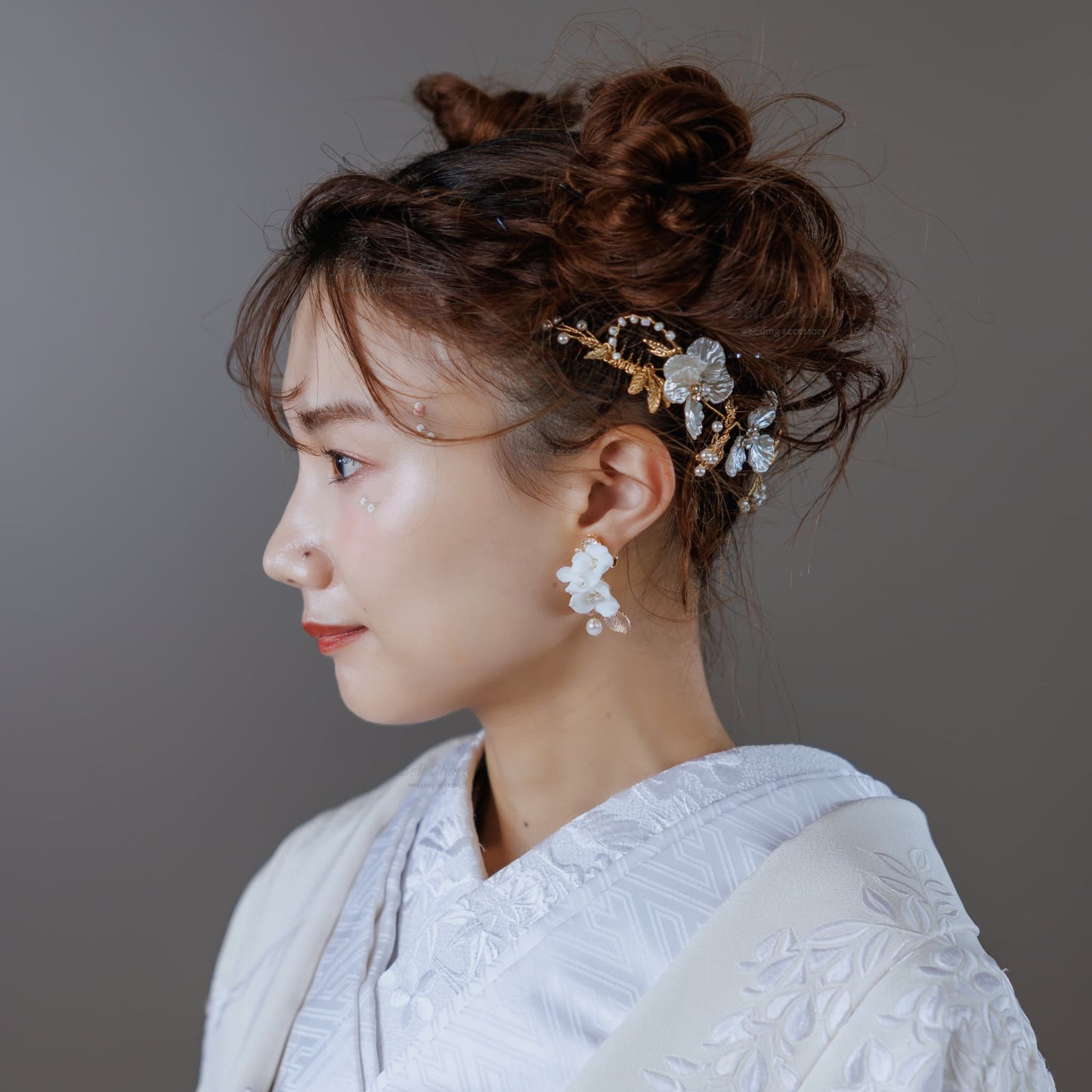 カチューム お花モチーフ コーム (BC-H33)｜ウェディングカチューシャ【結婚式　アクセサリー　ヘッドドレス　ヘアアクセサリー】