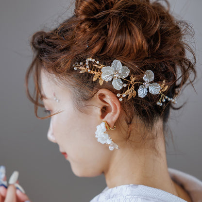 カチューム お花モチーフ コーム (BC-H33)｜ウェディングカチューシャ【結婚式　アクセサリー　ヘッドドレス　ヘアアクセサリー】