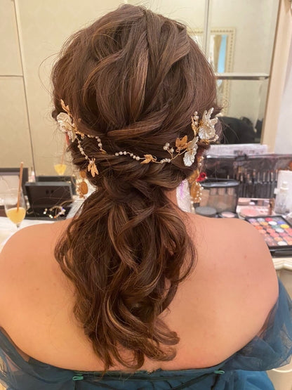 カチューム お花モチーフ コーム (BC-H33)｜ウェディングカチューシャ【結婚式　アクセサリー　ヘッドドレス　ヘアアクセサリー】