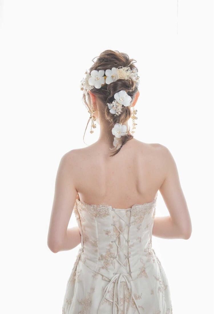 ヘアアクセサリー シルクフラワー ドライフラワー  (3つセット) (BC-H34)｜ウェディングアクセサリー【結婚式　アクセサリー　ヘッドドレス　ヘアアクセサリー】