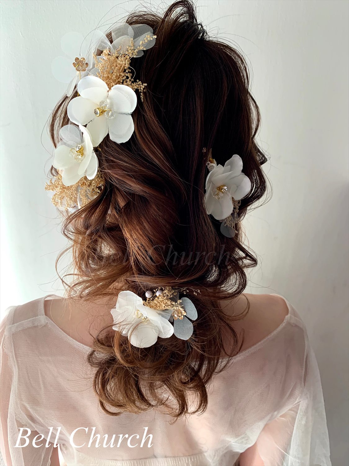 ヘアアクセサリー シルクフラワー ドライフラワー  (3つセット) (BC-H34)｜ウェディングアクセサリー【結婚式　アクセサリー　ヘッドドレス　ヘアアクセサリー】