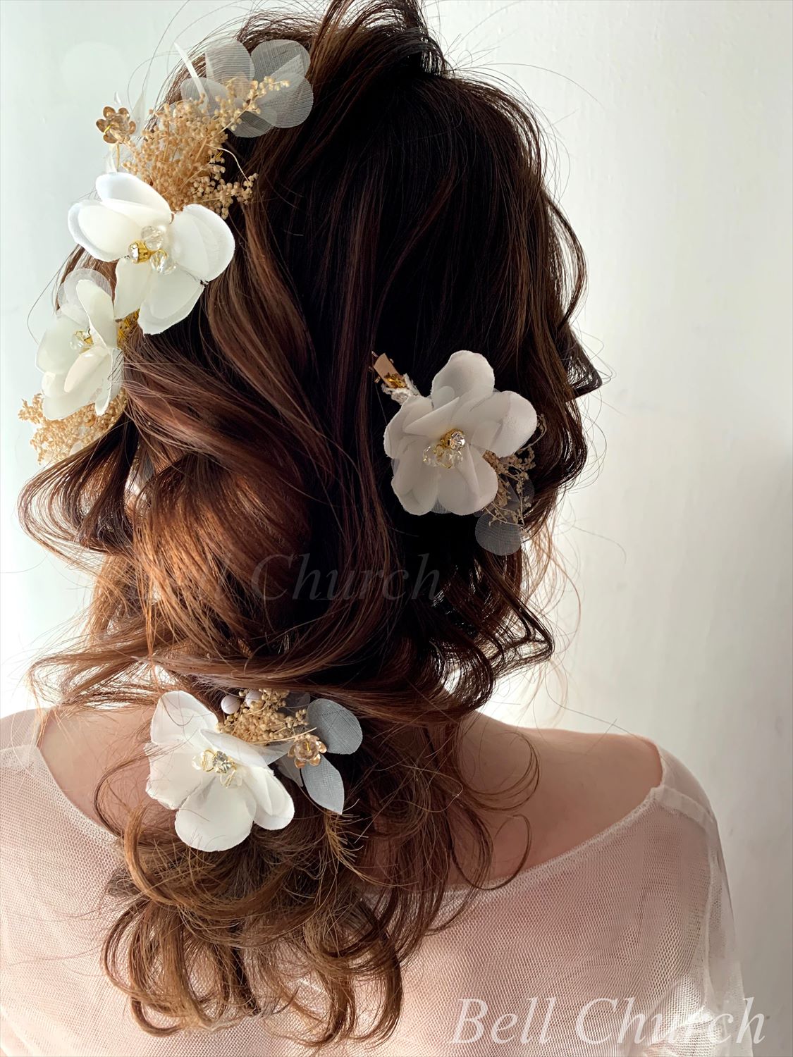 ヘアアクセサリー シルクフラワー ドライフラワー  (3つセット) (BC-H34)｜ウェディングアクセサリー【結婚式　アクセサリー　ヘッドドレス　ヘアアクセサリー】