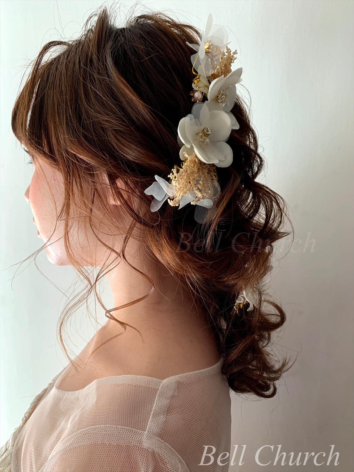 ヘアアクセサリー シルクフラワー ドライフラワー  (3つセット) (BC-H34)｜ウェディングアクセサリー【結婚式　アクセサリー　ヘッドドレス　ヘアアクセサリー】