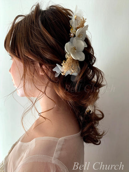 ヘアアクセサリー シルクフラワー ドライフラワー  (3つセット) (BC-H34)｜ウェディングアクセサリー【結婚式　アクセサリー　ヘッドドレス　ヘアアクセサリー】
