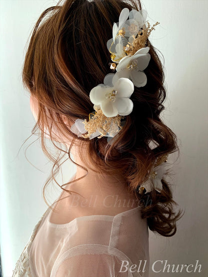 ヘアアクセサリー シルクフラワー ドライフラワー  (3つセット) (BC-H34)｜ウェディングアクセサリー【結婚式　アクセサリー　ヘッドドレス　ヘアアクセサリー】