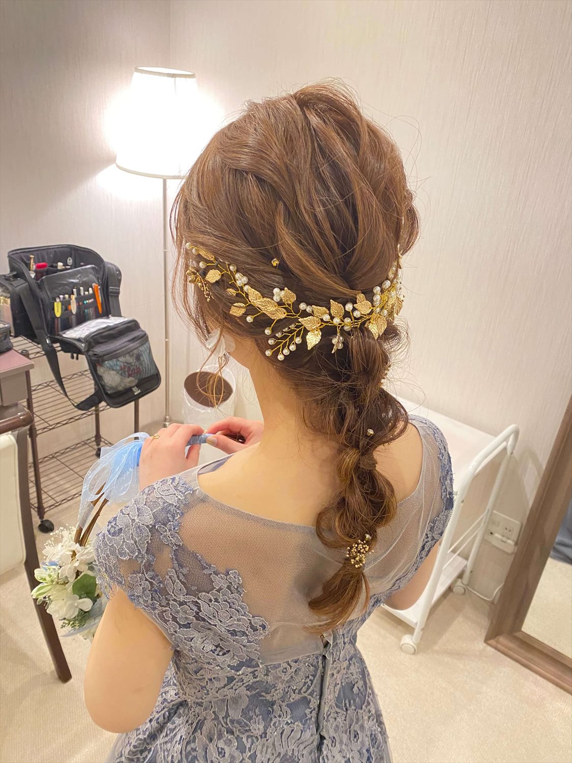 小枝アクセサリー パール リーフモチーフ ゴールド (BC-H37)｜ウェディングアクセサリー【結婚式　アクセサリー　ヘッドドレス　ヘアアクセサリー】