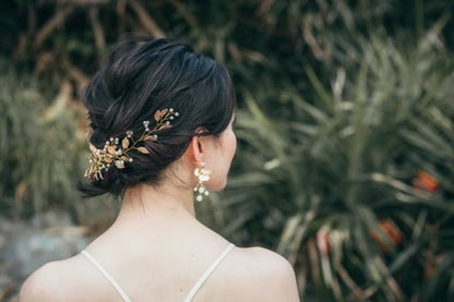 小枝アクセサリー パール リーフモチーフ ゴールド (BC-H37)｜ウェディングアクセサリー【結婚式　アクセサリー　ヘッドドレス　ヘアアクセサリー】