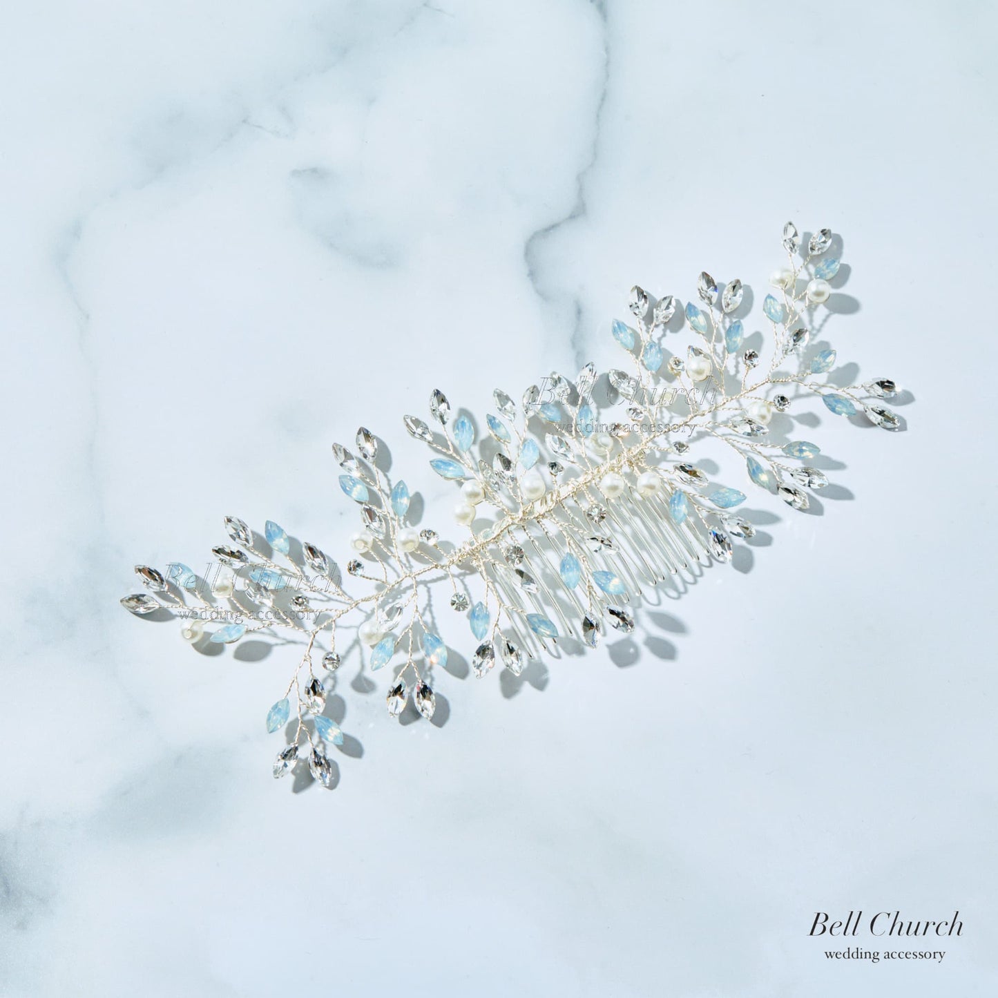 ヘッドドレス コーム ラインストーンとクリスタル シルバー (BC-H38)｜ウェディングアクセサリー【結婚式　アクセサリー　ヘッドドレス　ヘアアクセサリー】