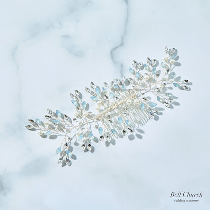 ヘッドドレス コーム ラインストーンとクリスタル シルバー (BC-H38)｜ウェディングアクセサリー【結婚式　アクセサリー　ヘッドドレス　ヘアアクセサリー】