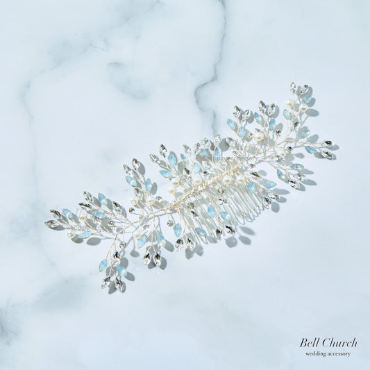 ヘッドドレス コーム ラインストーンとクリスタル シルバー (BC-H38)｜ウェディングアクセサリー【結婚式　アクセサリー　ヘッドドレス　ヘアアクセサリー】