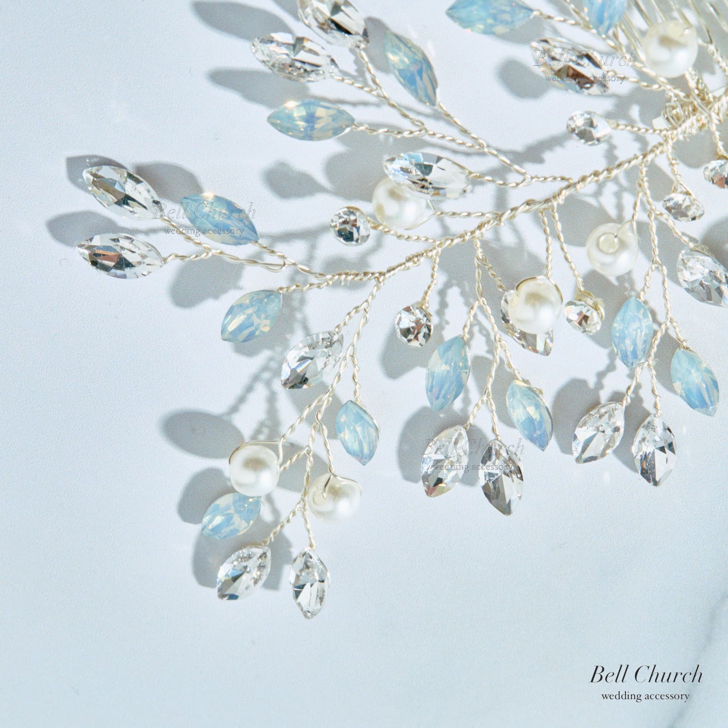 ヘッドドレス コーム ラインストーンとクリスタル シルバー (BC-H38)｜ウェディングアクセサリー【結婚式　アクセサリー　ヘッドドレス　ヘアアクセサリー】