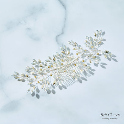 ヘッドドレス コーム ラインストーンとクリスタル シルバー (BC-H38)｜ウェディングアクセサリー【結婚式　アクセサリー　ヘッドドレス　ヘアアクセサリー】