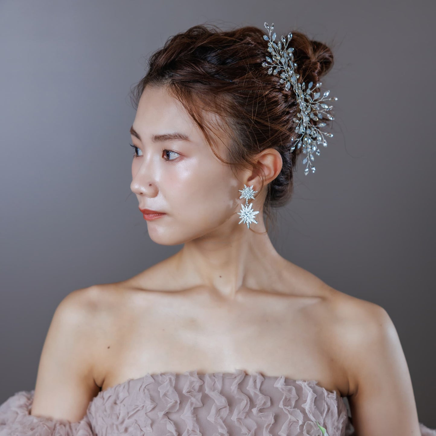 ヘッドドレス コーム ラインストーンとクリスタル シルバー (BC-H38)｜ウェディングアクセサリー【結婚式　アクセサリー　ヘッドドレス　ヘアアクセサリー】