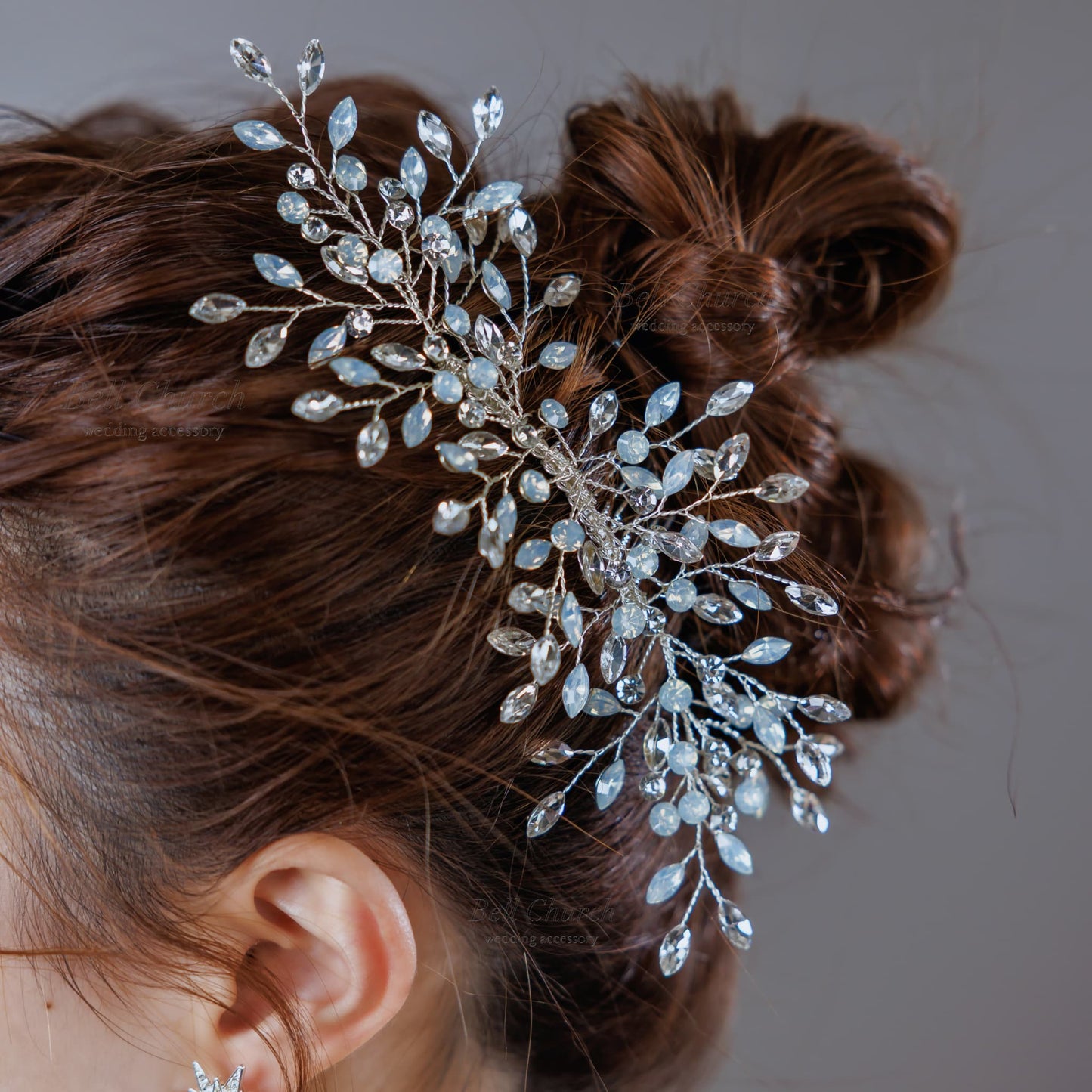 ヘッドドレス コーム ラインストーンとクリスタル シルバー (BC-H38)｜ウェディングアクセサリー【結婚式　アクセサリー　ヘッドドレス　ヘアアクセサリー】