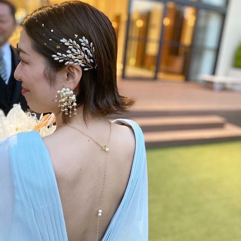 小枝ヘッドピース パール  ゴールド (BC-H39)｜ウェディングアクセサリー【結婚式　アクセサリー　ヘッドドレス　ヘアアクセサリー】