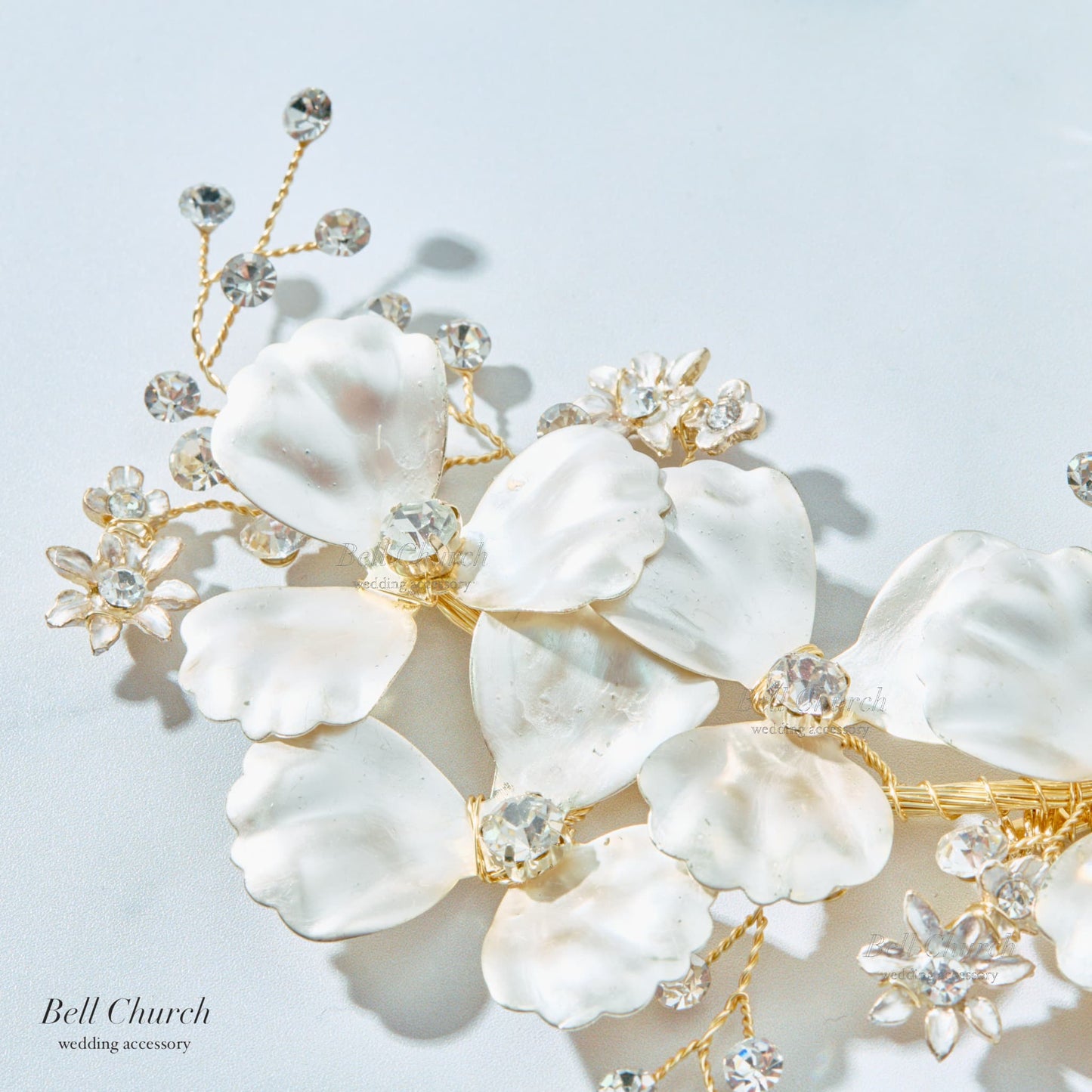 ヘッドドレス お花モチーフ ビジュー アンティークシルバー(BC-H40)｜ウェディングアクセサリー【結婚式　アクセサリー　ヘッドドレス　ヘアアクセサリー】