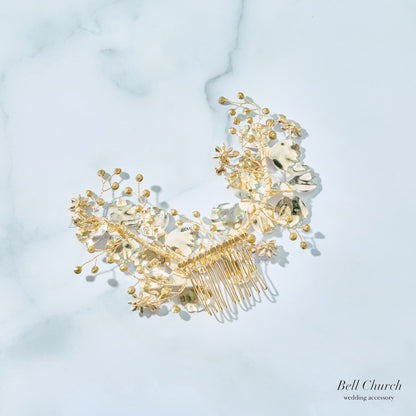 ヘッドドレス お花モチーフ ビジュー アンティークシルバー(BC-H40)｜ウェディングアクセサリー【結婚式　アクセサリー　ヘッドドレス　ヘアアクセサリー】