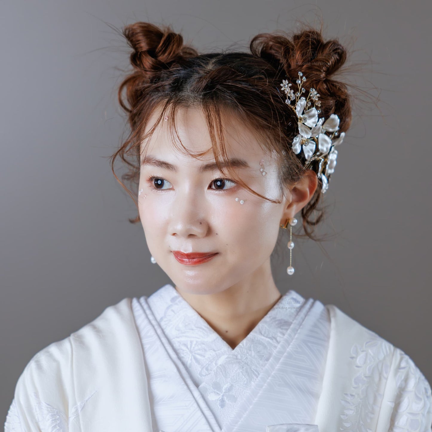 ヘッドドレス お花モチーフ ビジュー アンティークシルバー(BC-H40)｜ウェディングアクセサリー【結婚式　アクセサリー　ヘッドドレス　ヘアアクセサリー】