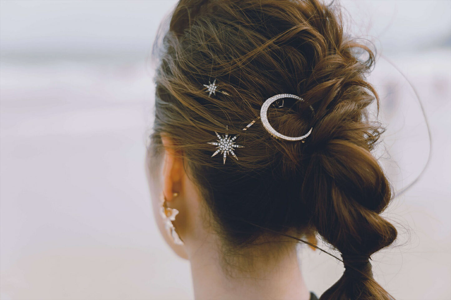 星 月 モチーフ ヘアピン 7本セット｜アンティークゴールド｜ビジュー　(BC-H41)｜ウェディングアクセサリー【結婚式　アクセサリー　ヘッドドレス　ヘアアクセサリー】