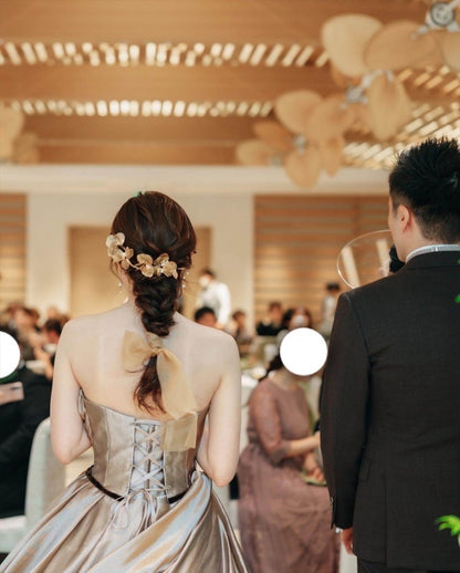 ヘッドドレス お花モチーフ ヴィンテージゴールド (BC-H42)｜ウェディングアクセサリー【結婚式　アクセサリー　ヘッドドレス　ヘアアクセサリー】