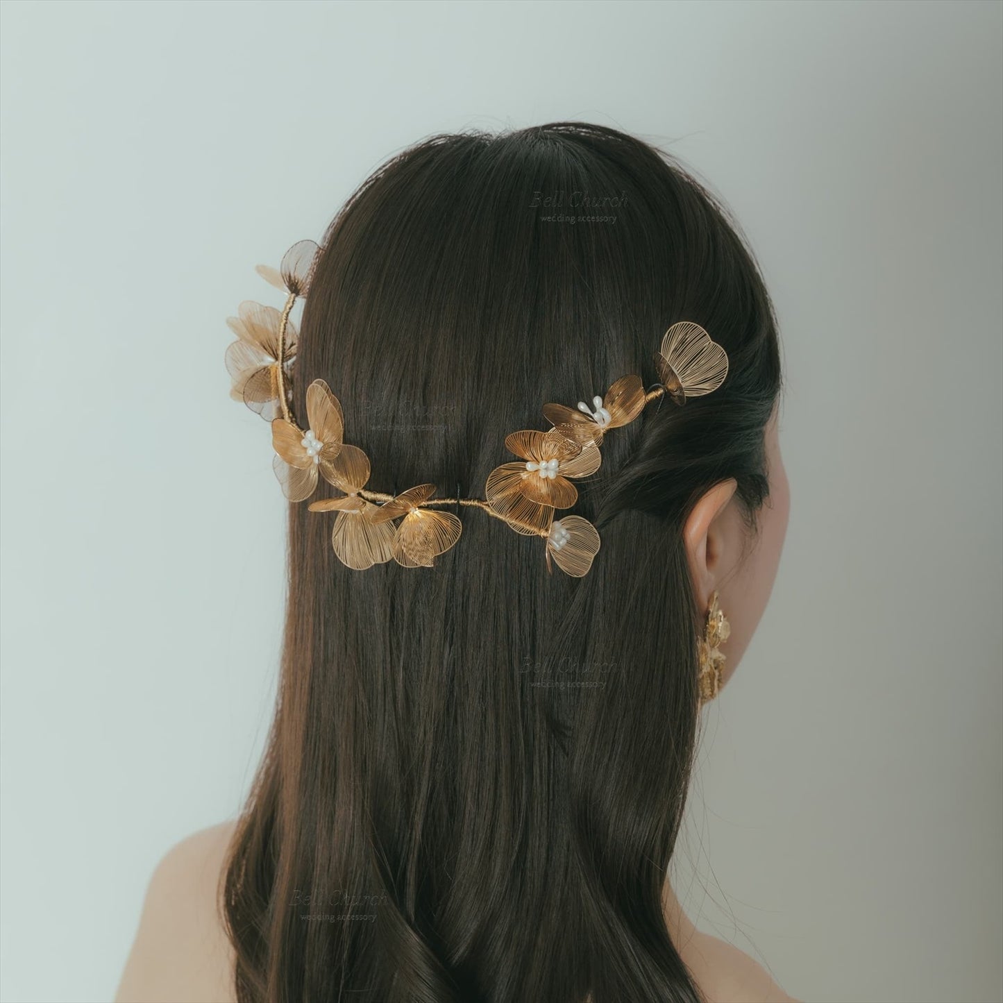 ヘッドドレス お花モチーフ ヴィンテージゴールド (BC-H42)｜ウェディングアクセサリー【結婚式　アクセサリー　ヘッドドレス　ヘアアクセサリー】