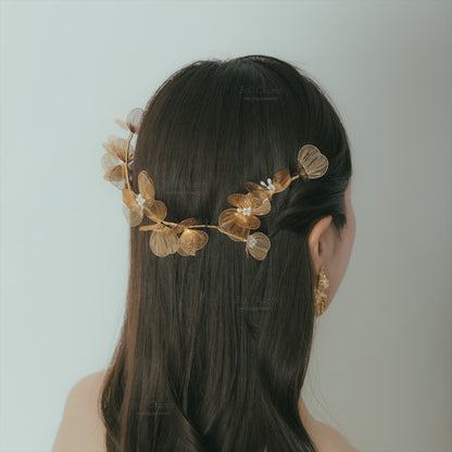 ヘッドドレス お花モチーフ ヴィンテージゴールド (BC-H42)｜ウェディングアクセサリー【結婚式　アクセサリー　ヘッドドレス　ヘアアクセサリー】