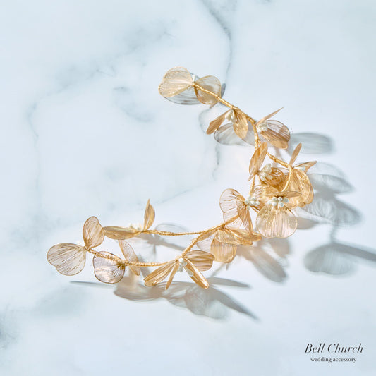 ヘッドドレス お花モチーフ ヴィンテージゴールド (BC-H42)｜ウェディングアクセサリー【結婚式　アクセサリー　ヘッドドレス　ヘアアクセサリー】