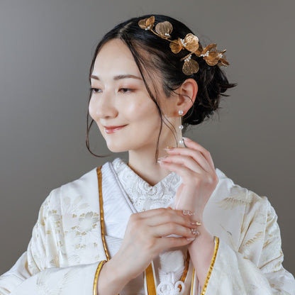 ヘッドドレス お花モチーフ ヴィンテージゴールド (BC-H42)｜ウェディングアクセサリー【結婚式　アクセサリー　ヘッドドレス　ヘアアクセサリー】